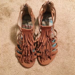 brown fringe sandals